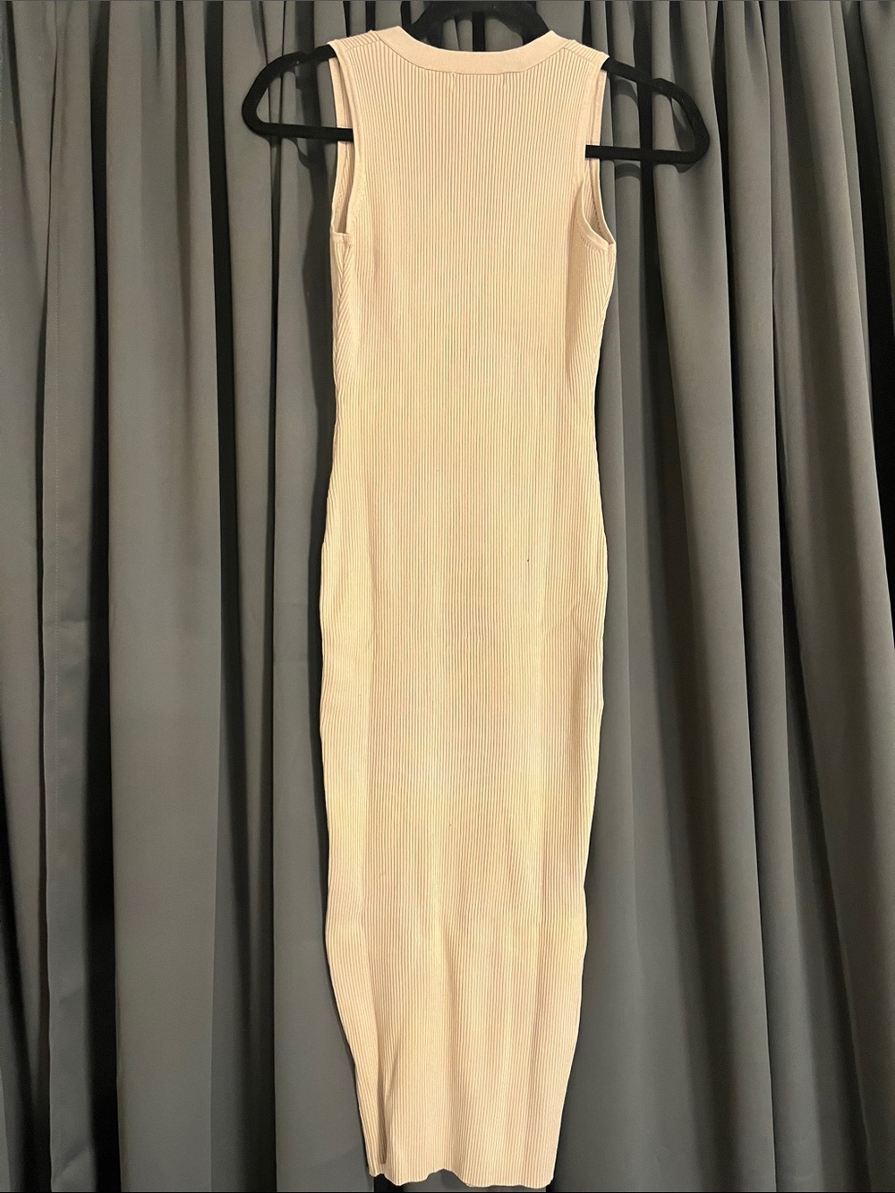 JLUXLABEL Cream Ribbed Button-Front Midi Dress - Picture 5 of 6
